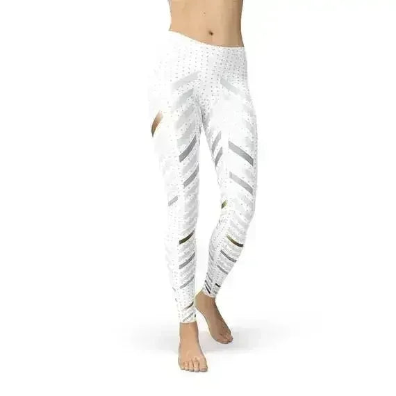 Womens White Stripes Leggings - Femstylo