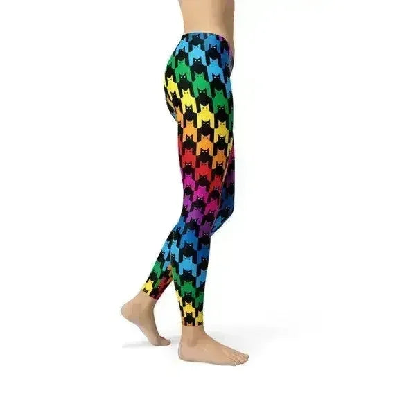 Womens Cat Houndstooth Leggings - Femstylo