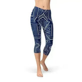 Womens Navy Blue Circuit Capri Leggings - Femstylo