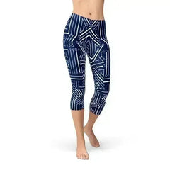Womens Navy Blue Circuit Capri Leggings - Femstylo