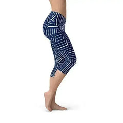 Womens Navy Blue Circuit Capri Leggings - Femstylo