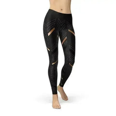 Womens Sports Stripes Black Leggings - Femstylo