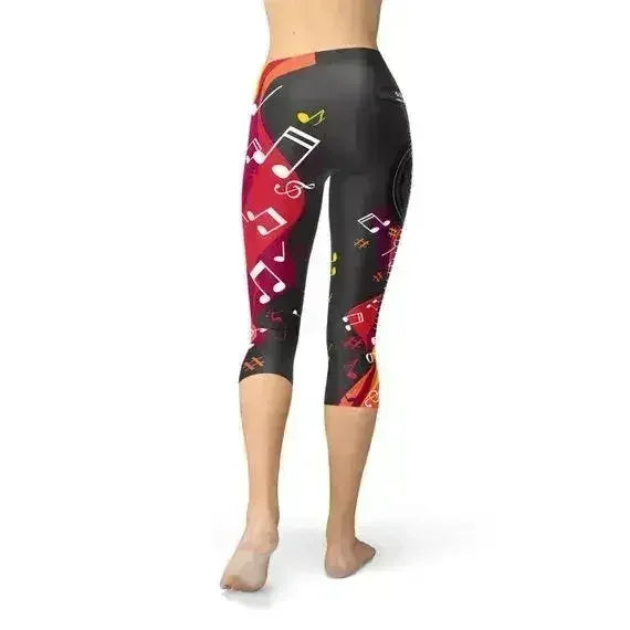 Guitar and Music Note Capri Leggings - Femstylo