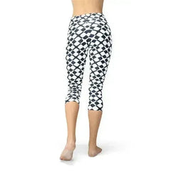 Womens Geometric Blue Tile Capri Leggings - Femstylo