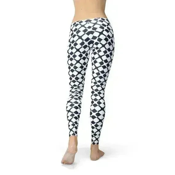 Womens Geometric Blue Tile Leggings - Femstylo