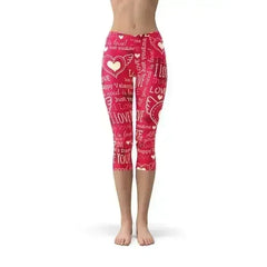 Love Hearts Red Capri Leggings - Femstylo