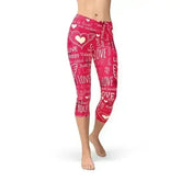Love Hearts Red Capri Leggings - Femstylo