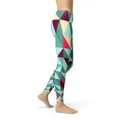Womens Leggings w/ Colorful Geometric Triangles - Femstylo
