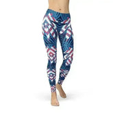 Blue Tropical Leaf Leggings for Women - Femstylo