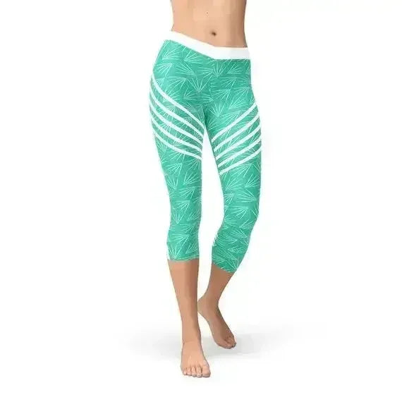 Turquoise Sports Capri Leggings - Femstylo