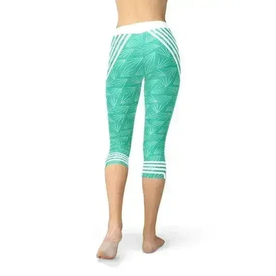 Turquoise Sports Capri Leggings - Femstylo