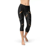Womens Sports Stripes Black Capri Leggings - Femstylo