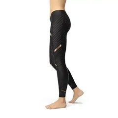 Womens Sports Stripes Black Leggings - Femstylo