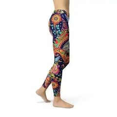 Womens Ornamental Blue Paisley Leggings - Femstylo