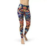 Womens Ornamental Blue Paisley Leggings - Femstylo