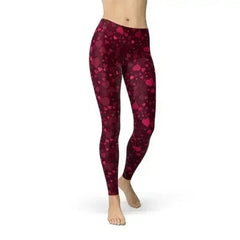 Hearts on Hearts Red Leggings - Femstylo