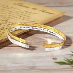 Custom Engraved Bridesmaid Bracelet – Personalized Sterling Silver Cuff - Femstylo