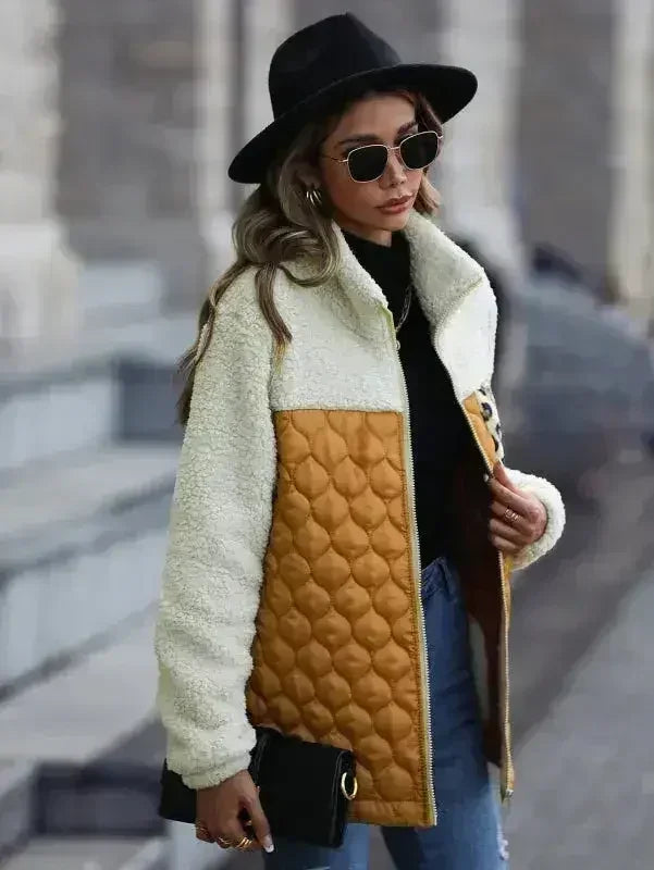 Leopard Pocket Plush Quilted Jacket - Femstylo