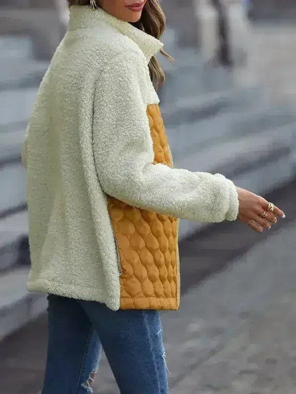 Leopard Pocket Plush Quilted Jacket - Femstylo