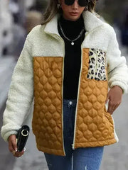 Leopard Pocket Plush Quilted Jacket - Femstylo