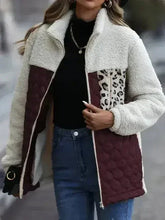 Leopard Pocket Plush Quilted Jacket - Femstylo