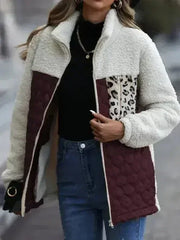 Leopard Pocket Plush Quilted Jacket - Femstylo