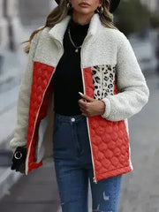 Leopard Pocket Plush Quilted Jacket - Femstylo