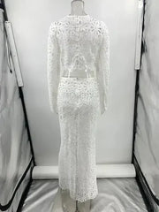New hollow lace top + skirt two-piece set - Femstylo