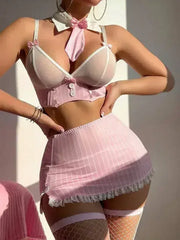 Striped Bow Sexy Mini Skirt - Sexy Bodycon Style | Femstylo - Femstylo