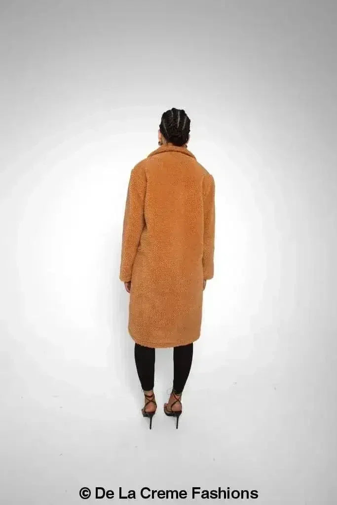 Jackie Double Breasted Borg Teddy Midi Coat - Femstylo