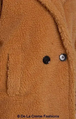 Jackie Double Breasted Borg Teddy Midi Coat - Femstylo