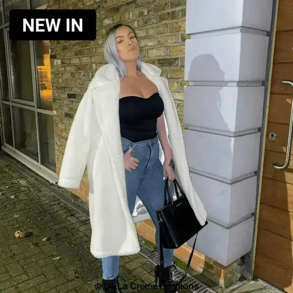 Jackie Double Breasted Borg Teddy Midi Coat - Femstylo