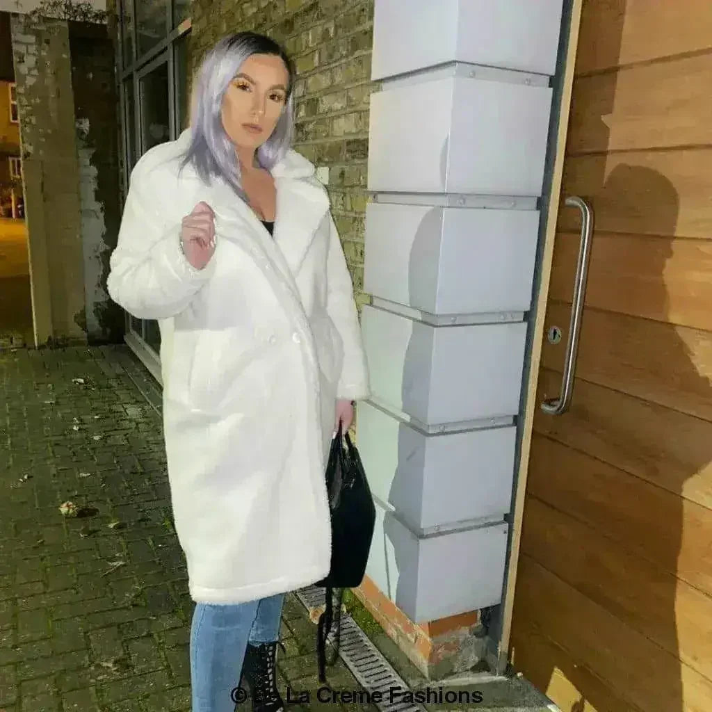 Jackie Double Breasted Borg Teddy Midi Coat - Femstylo