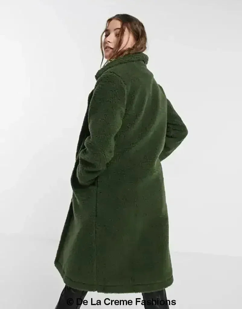 Jackie Double Breasted Borg Teddy Midi Coat - Femstylo