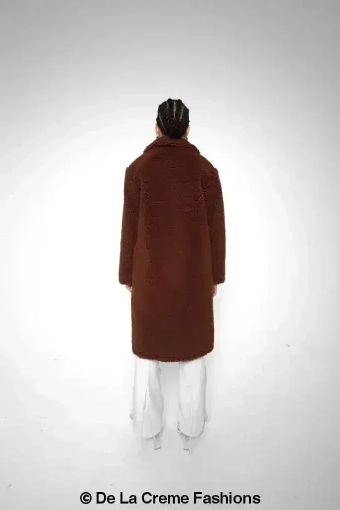 Jackie Double Breasted Borg Teddy Midi Coat - Femstylo