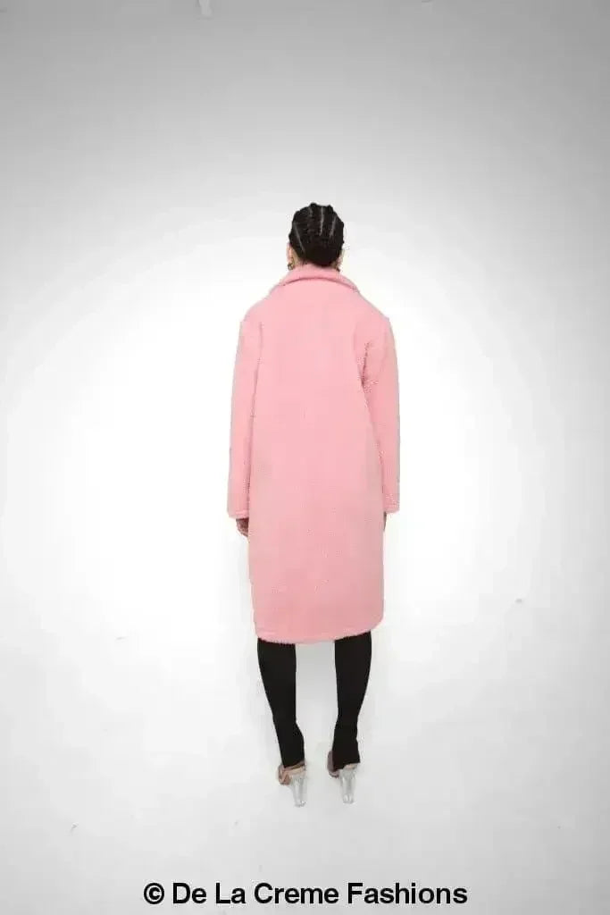 Jackie Double Breasted Borg Teddy Midi Coat - Femstylo
