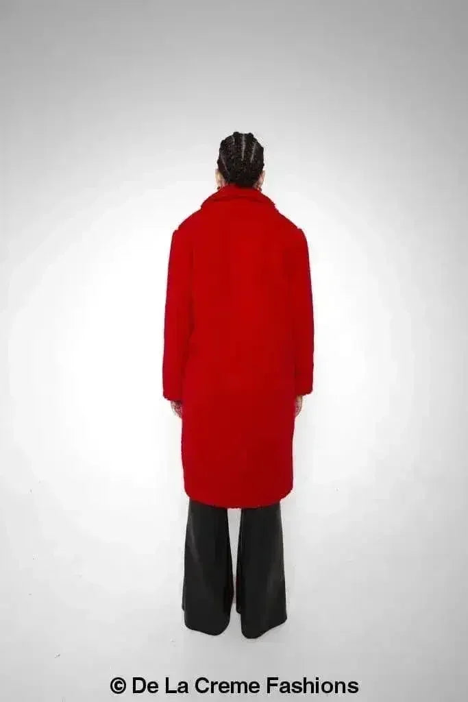 Jackie Double Breasted Borg Teddy Midi Coat - Femstylo