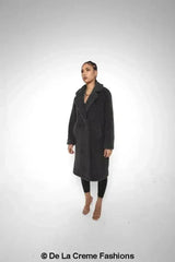 Jackie Double Breasted Borg Teddy Midi Coat - Femstylo