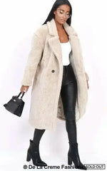 Jackie Double Breasted Borg Teddy Midi Coat - Femstylo