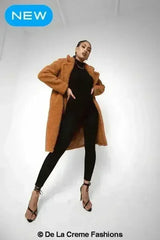 Jackie Double Breasted Borg Teddy Midi Coat - Femstylo