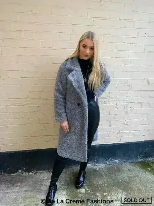 Jackie Double Breasted Borg Teddy Midi Coat - Femstylo