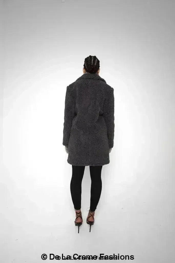 Janine Double Breasted Borg Teddy Coat - Femstylo
