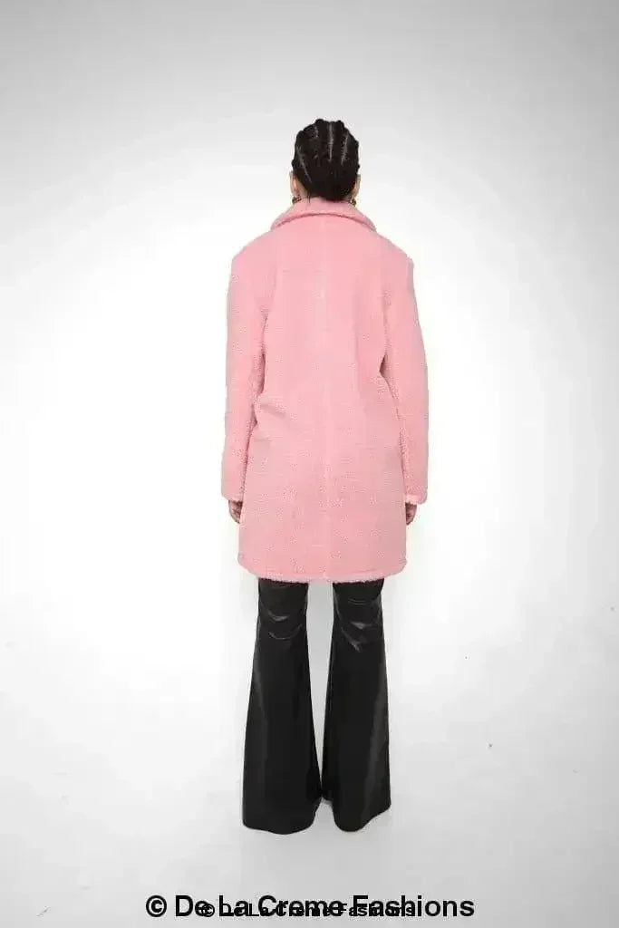 Janine Double Breasted Borg Teddy Coat - Femstylo