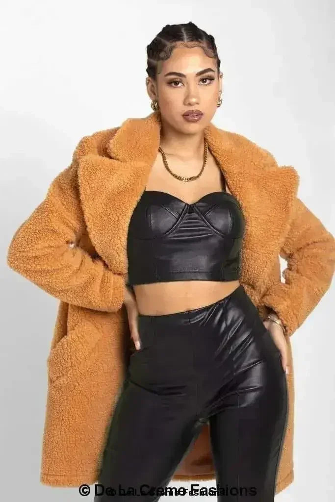 Janine Double Breasted Borg Teddy Coat - Femstylo