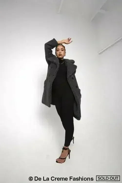 Janine Double Breasted Borg Teddy Coat - Femstylo