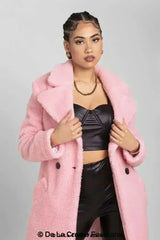 Janine Double Breasted Borg Teddy Coat - Femstylo