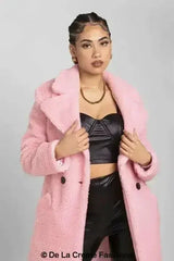 Janine Double Breasted Borg Teddy Coat - Femstylo