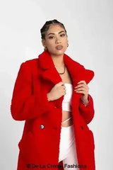 Janine Double Breasted Borg Teddy Coat - Femstylo
