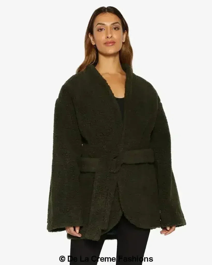 Open Front Belted Teddy Coat (1917) - Femstylo