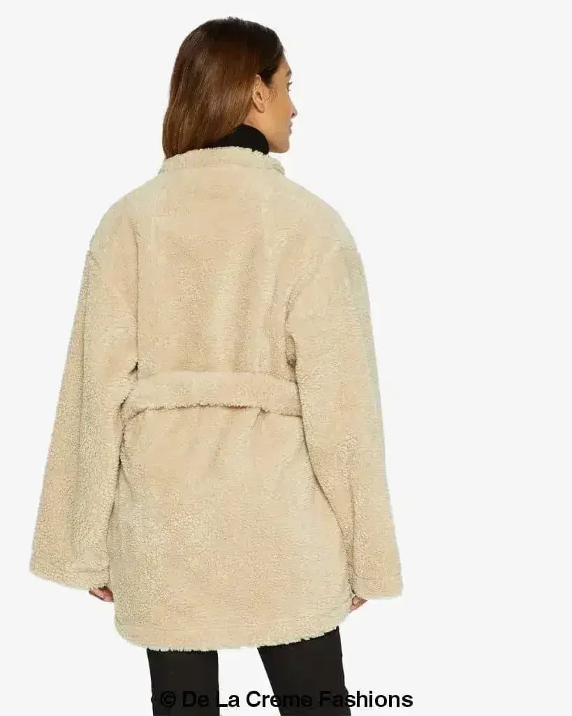 Open Front Belted Teddy Coat (1917) - Femstylo